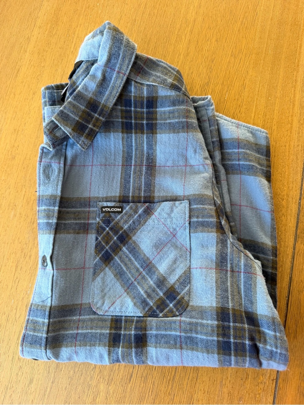 Volcom Blue Plaid Button-Down Flannel Shirt